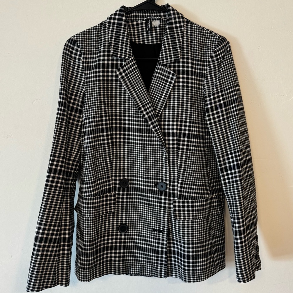 Black and White Plaid Women's Blazer